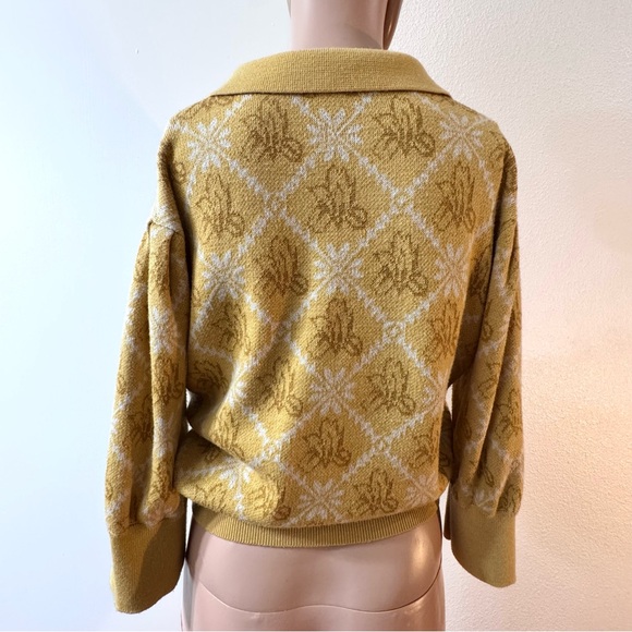 Yellow Patterned Women's Sweater - Picture 2 of 3